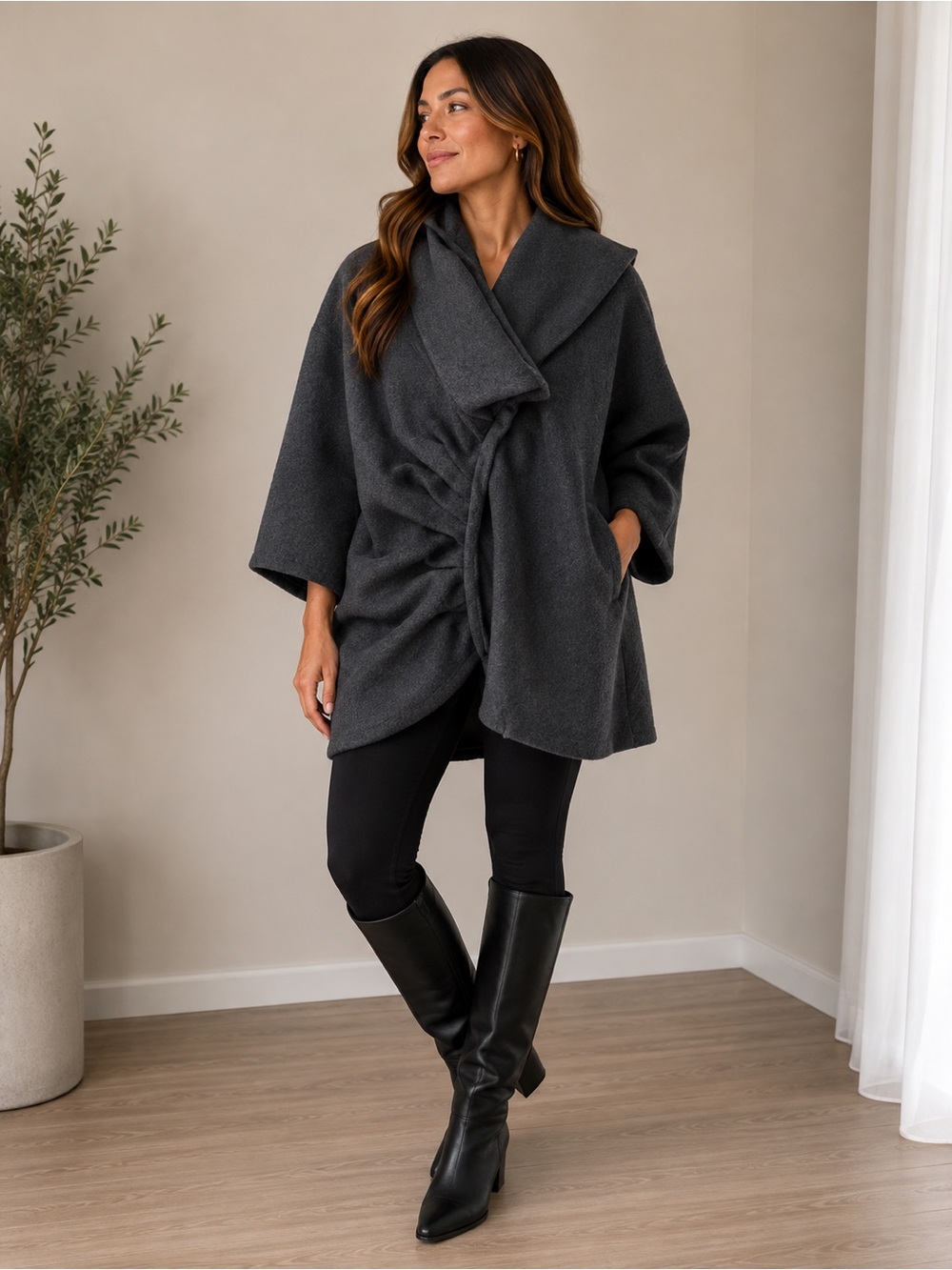 Sibilla Carcassi Italy Wool Cocoon Coat Oversized Draped Avant Garde Lagenlook